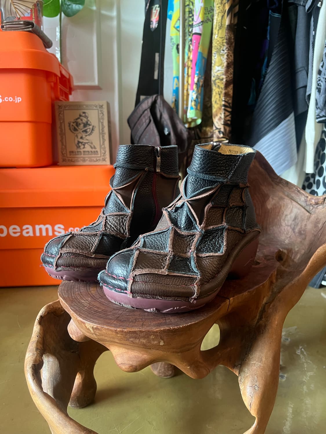 ESTACION Japan Leather Patchwork Boots 상품이미지2