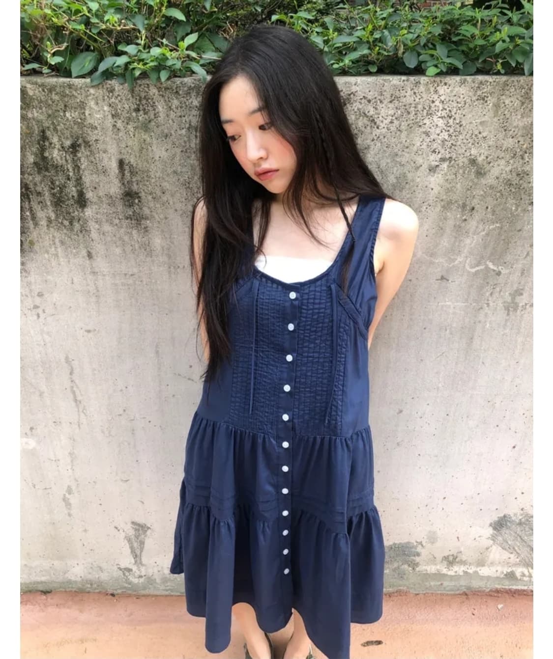 그린씨 보니타 슬리브리스 원피스 네이비 상품이미지3