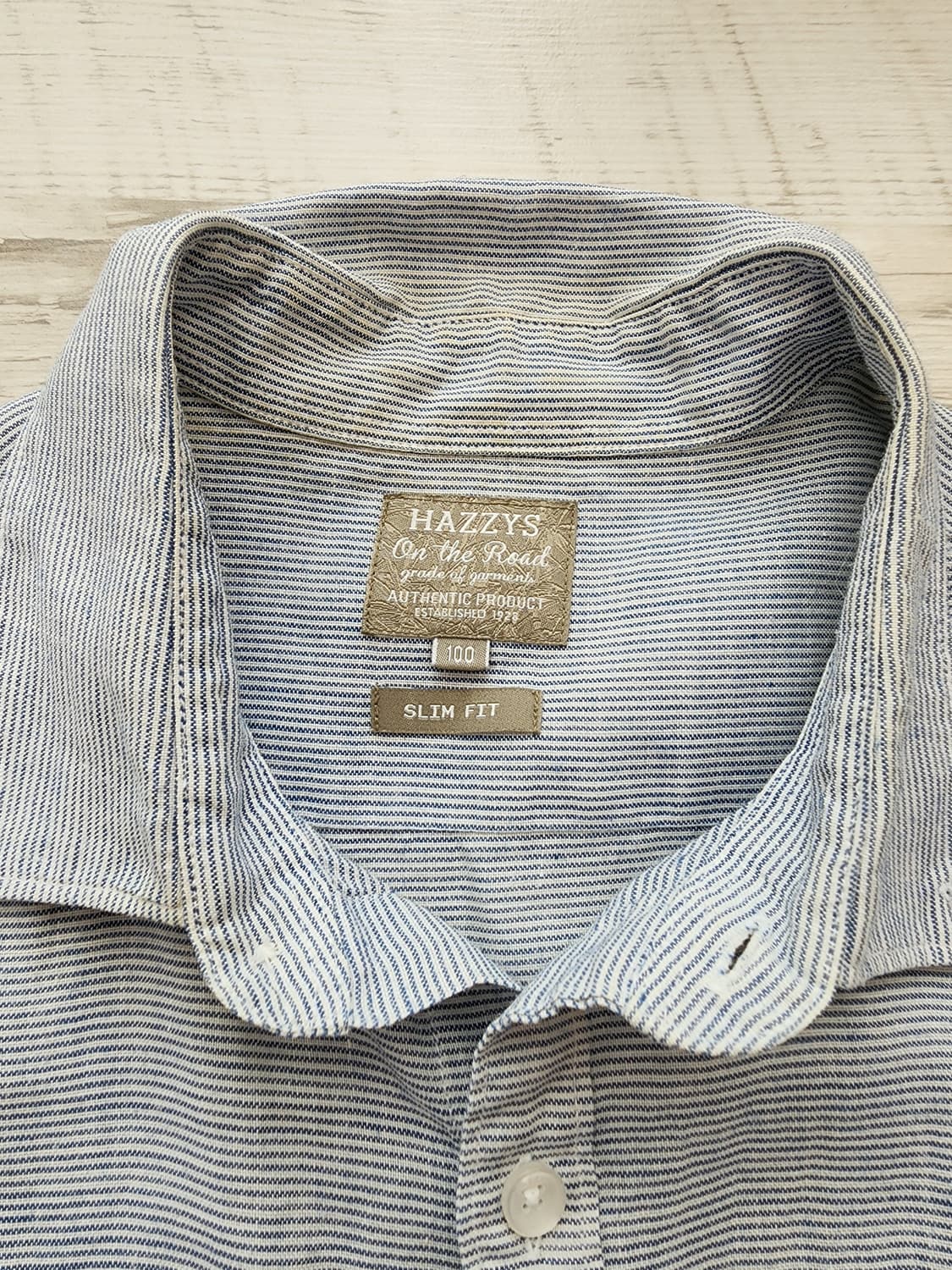 HAZZYS 헤지스 스트라이프 긴팔 셔츠 팜. 100사이즈 슬림핏 남방 상품이미지4