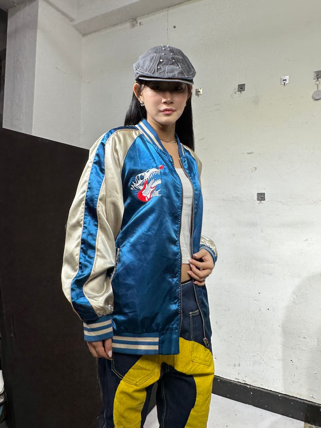 Jpn 일본빈티지 선바 재패니즈 오리엔탈 뼈다귀 네이비 자켓 상품이미지4