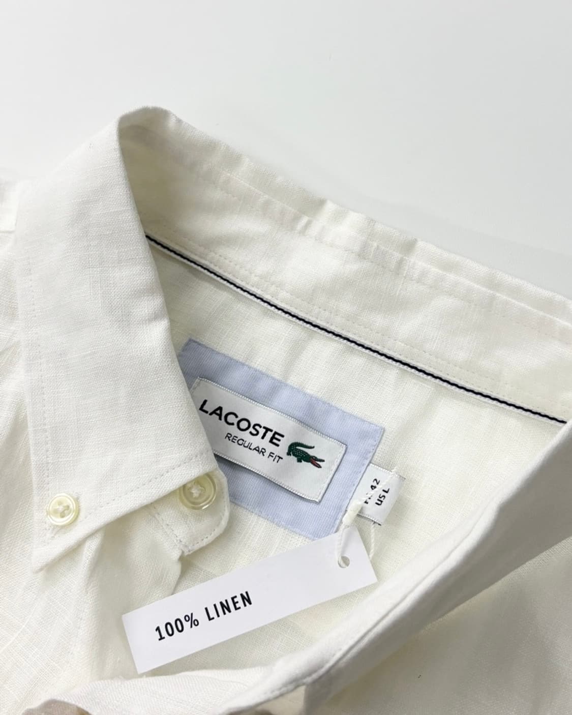Lacoste 라코스테 화이트 린넨 반팔 셔츠  상품이미지3