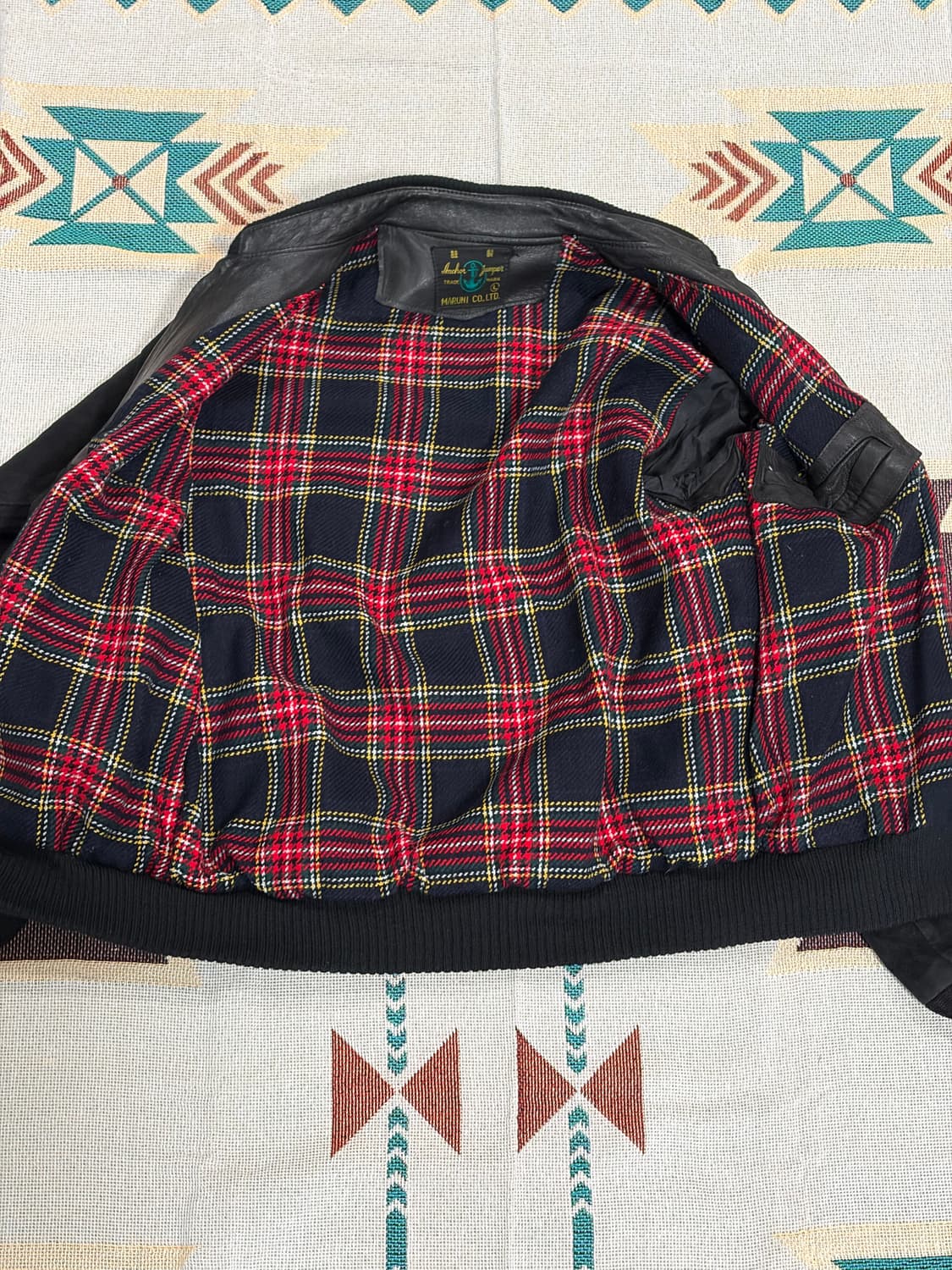 90s MARUNI 제팬 크롭 스웨이드 봄버 블루종 자켓 상품이미지5