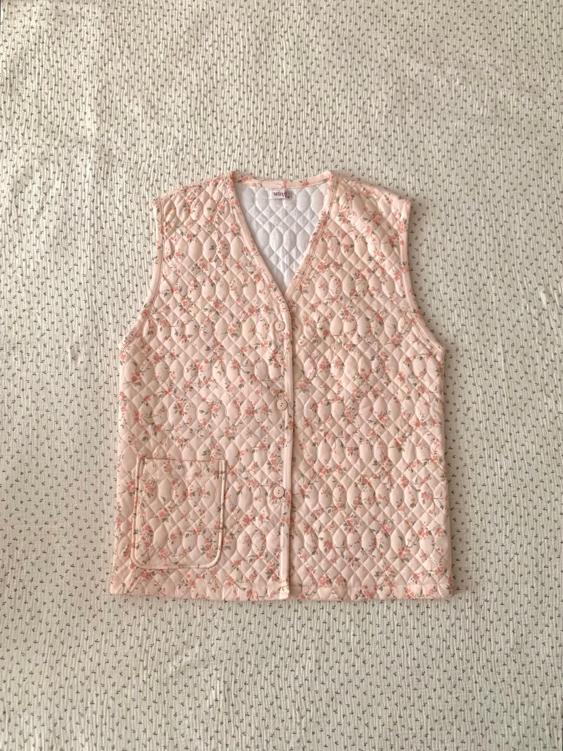 핑크 잔꽃 봄소녀 누빔조끼 상품이미지3