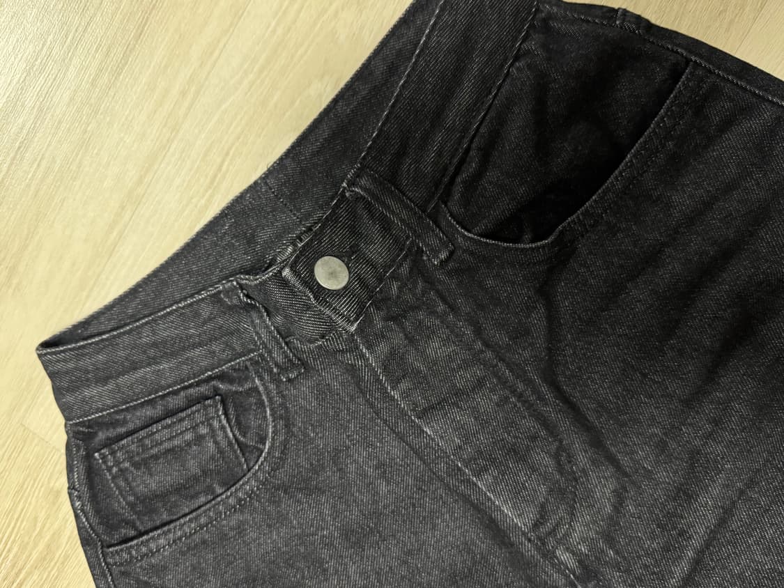 유스 와이드 데님 팬츠 블랙 S 상품이미지4