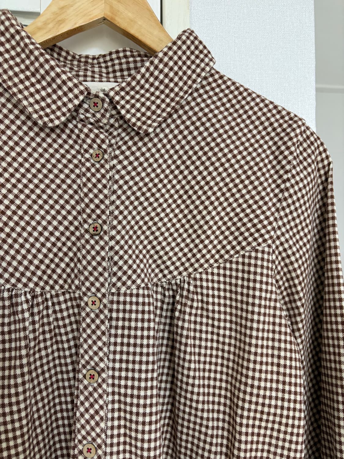 브라운 체크 코튼 셔츠 상품이미지2