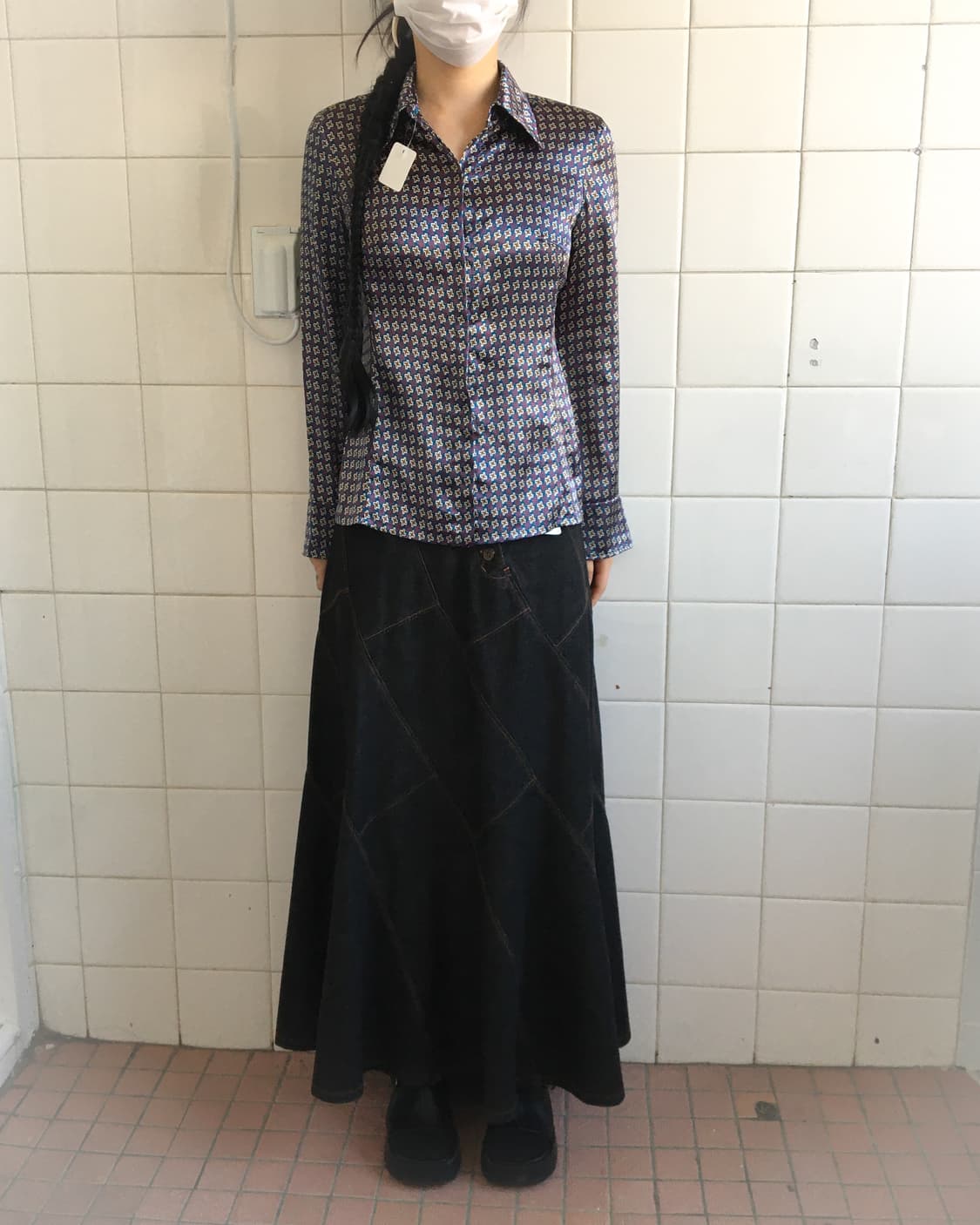 Pattern glossy shirt 상품이미지1