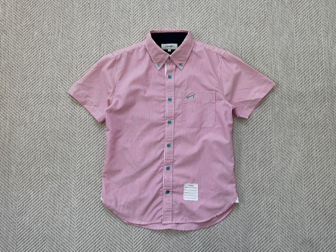 Tommy 타미힐피거 핑크 스트라이프 반팔 셔츠  J04021 상품이미지1