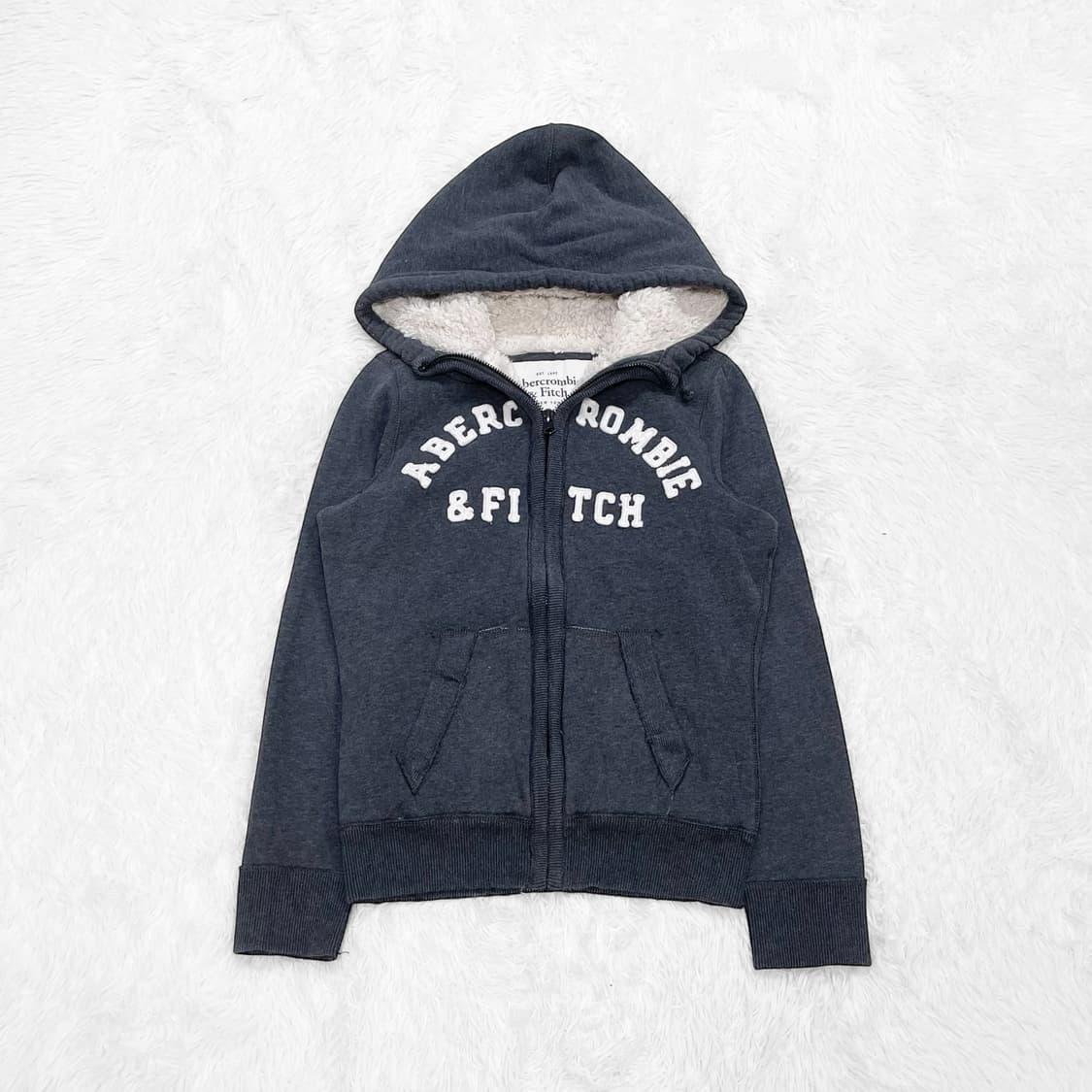 아베크롬비 아치 로고 양털 후드집업 그레이 상품이미지2