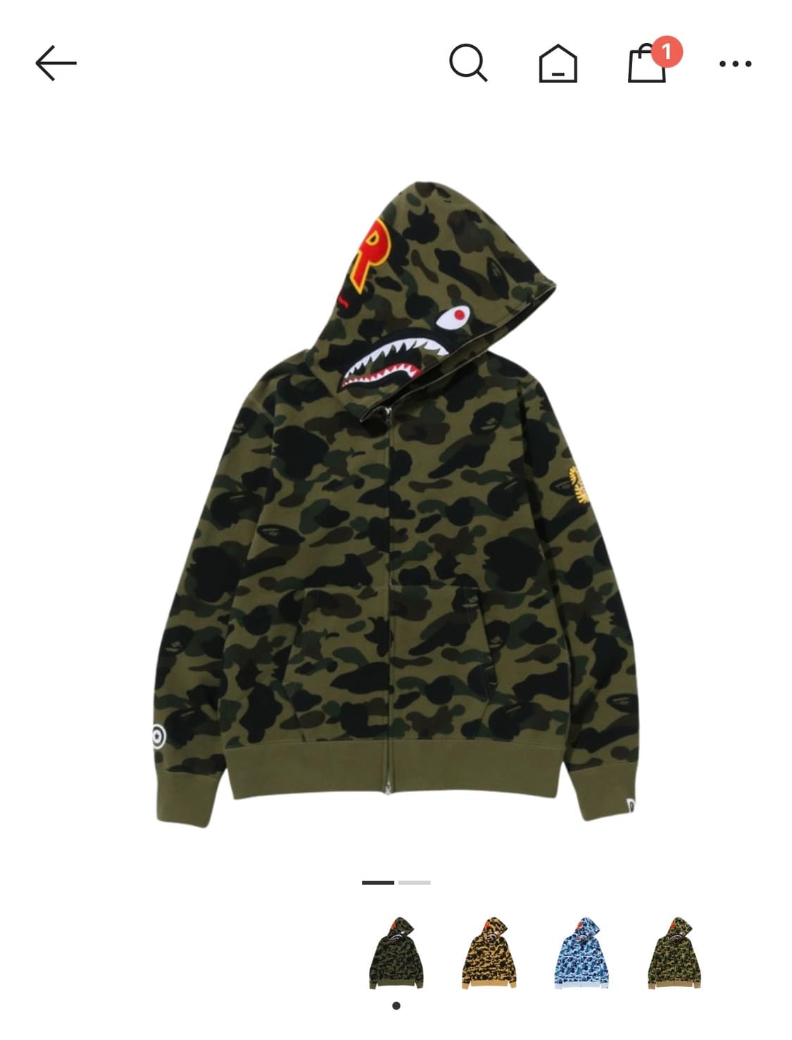 베이프 PONR 녹계 후드집업 XL 상품이미지1