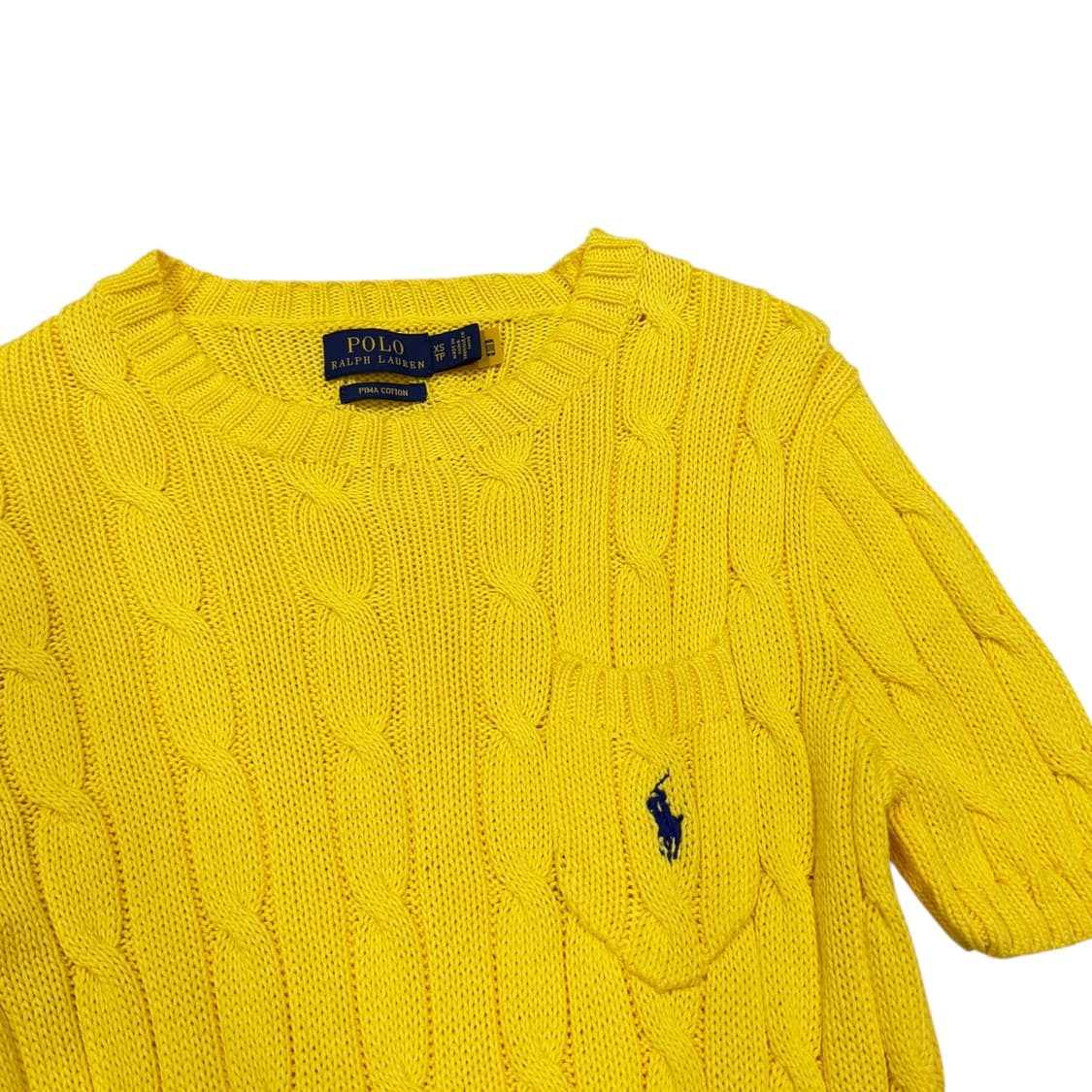 폴로 랄프로렌 피마코튼 캐이블 니트반팔 옐로우 XS 상품이미지2