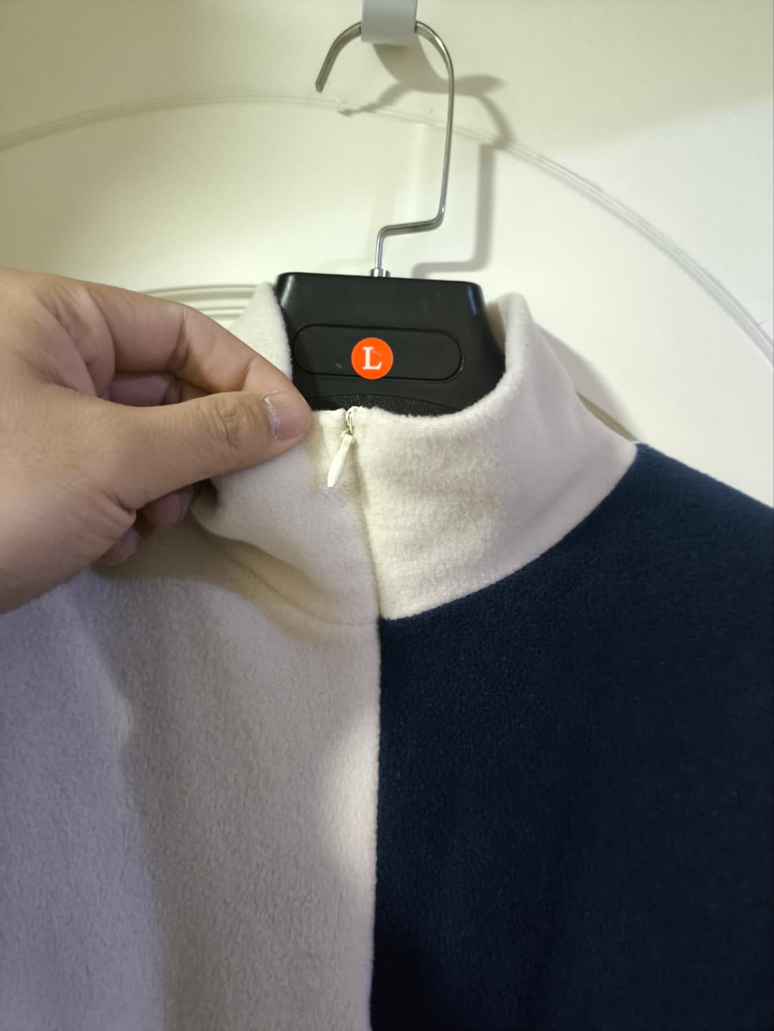 오버핏F 블럭 체커보드 후리스 반집업 상품이미지5