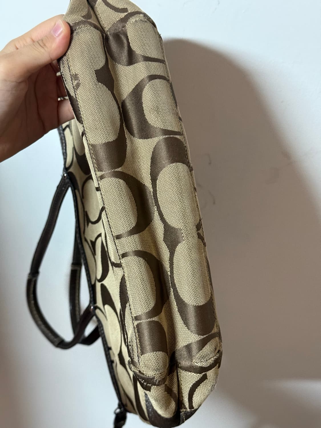 코치 시그니처 자카드 y2k 숄더 토트백 브라운 베이지 상품이미지4