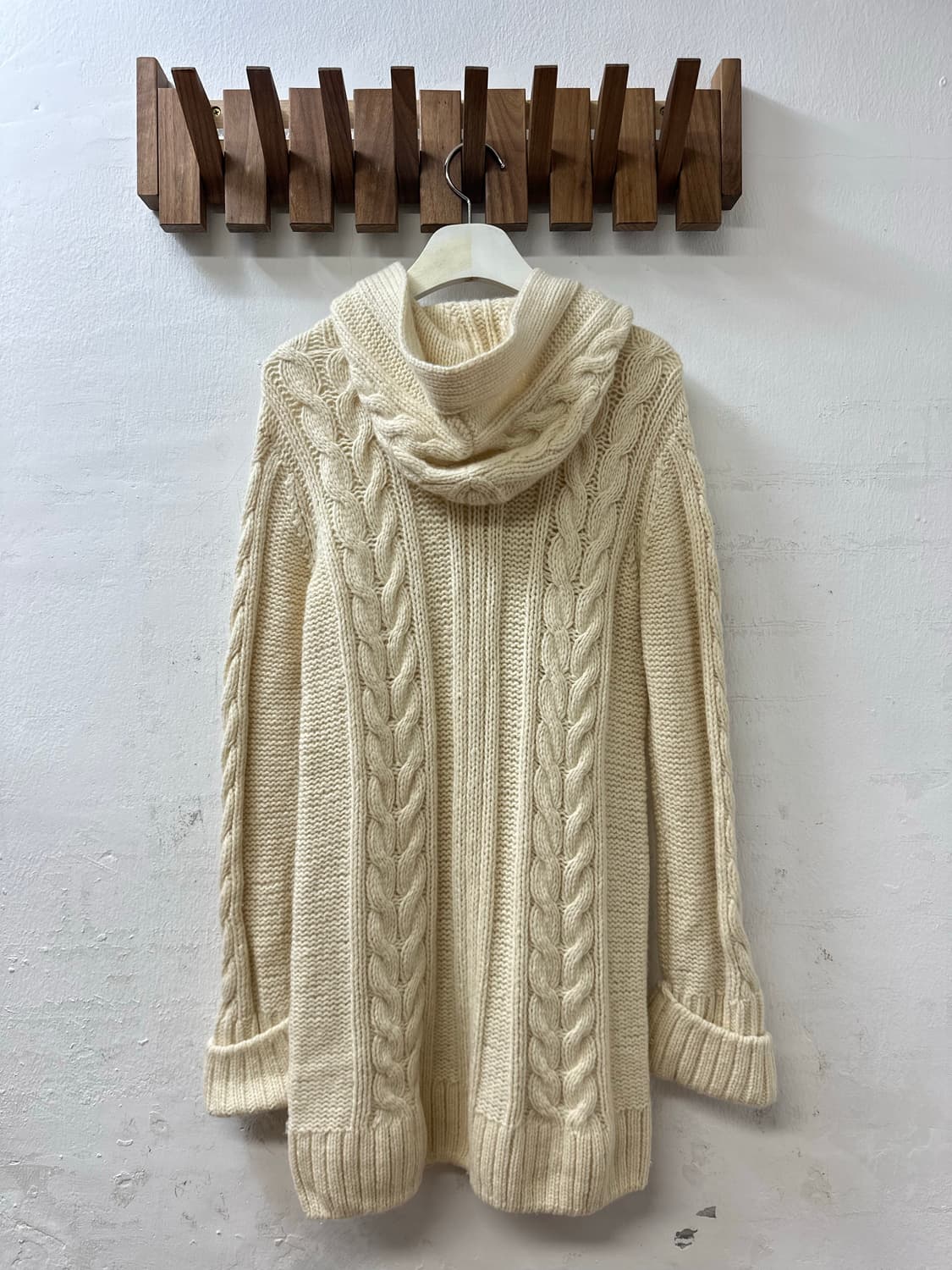 일본빈티지 라코스테 꽈배기 케이블 후드 니트 가디건 집업 상품이미지6