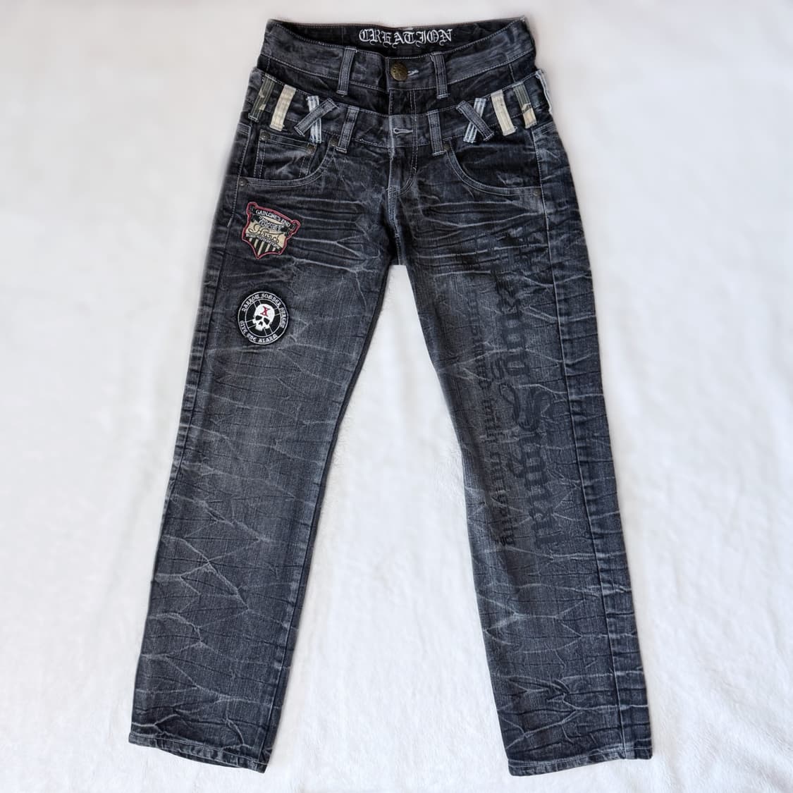 Creation 펑크 고스 고딕 하드 워시드 데님 팬츠 상품이미지2