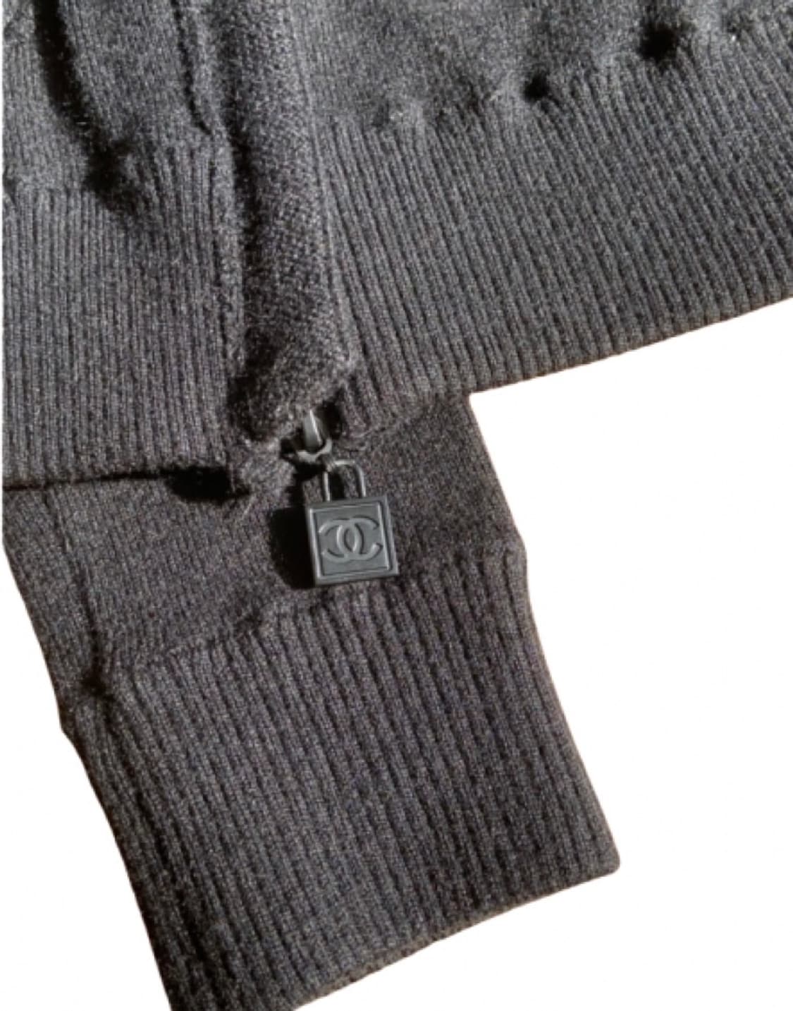 [감정서 발급] 샤넬 로고 울집업 가디건 상품이미지7