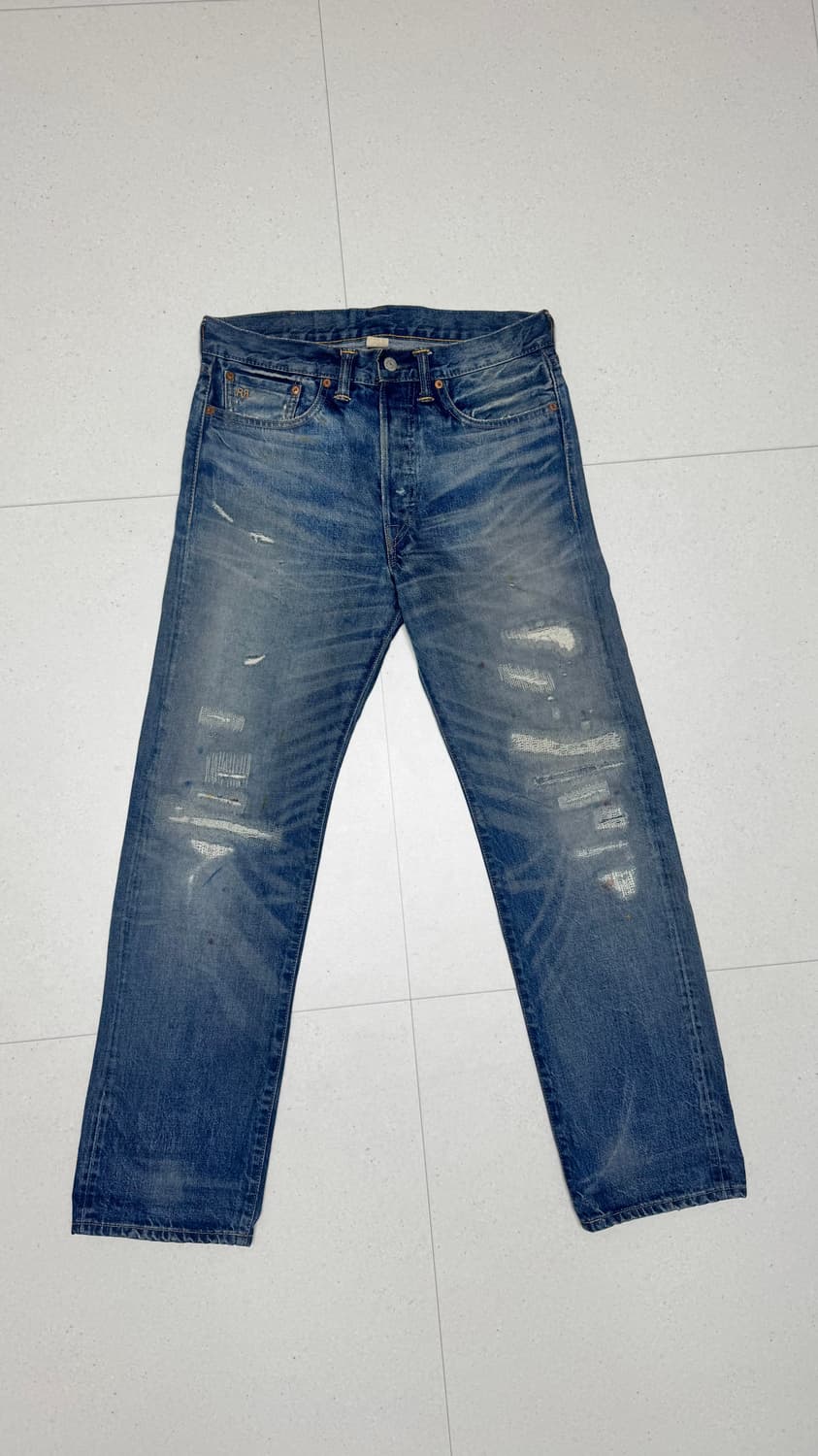 더블알엘(RRL) 스트레이트 핏 리페어 셀비지 데님 팬츠 상품이미지2