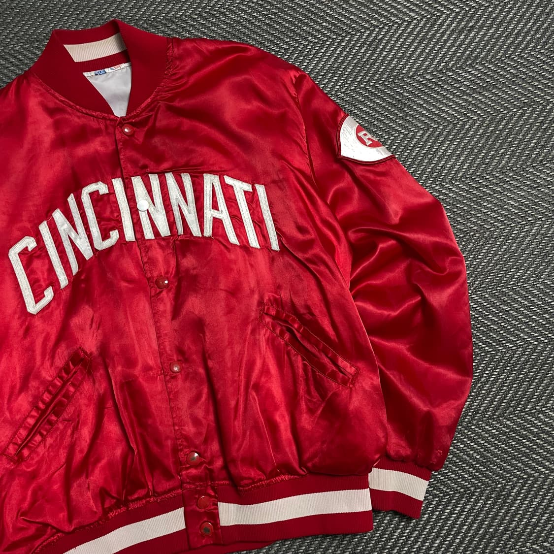 00s MLB 아메리칸 신시네티 스타디움 사틴 바시티 자켓o 5356 상품이미지2