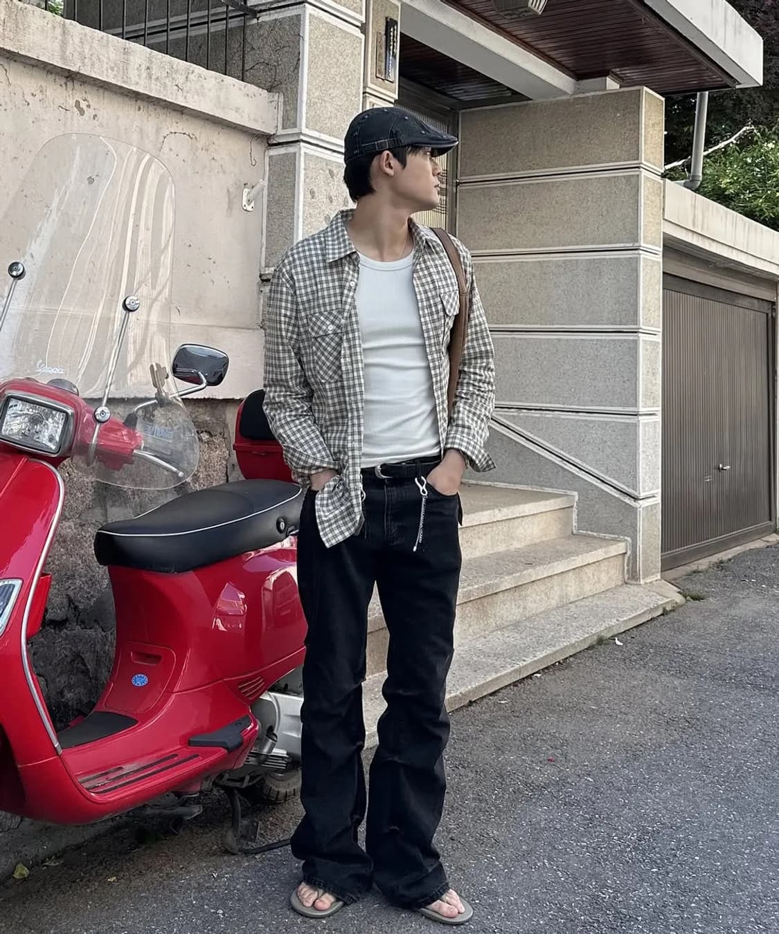 슬로우애시드 얼터네이트 턱 플레어 데님 팬츠 M 상품이미지5