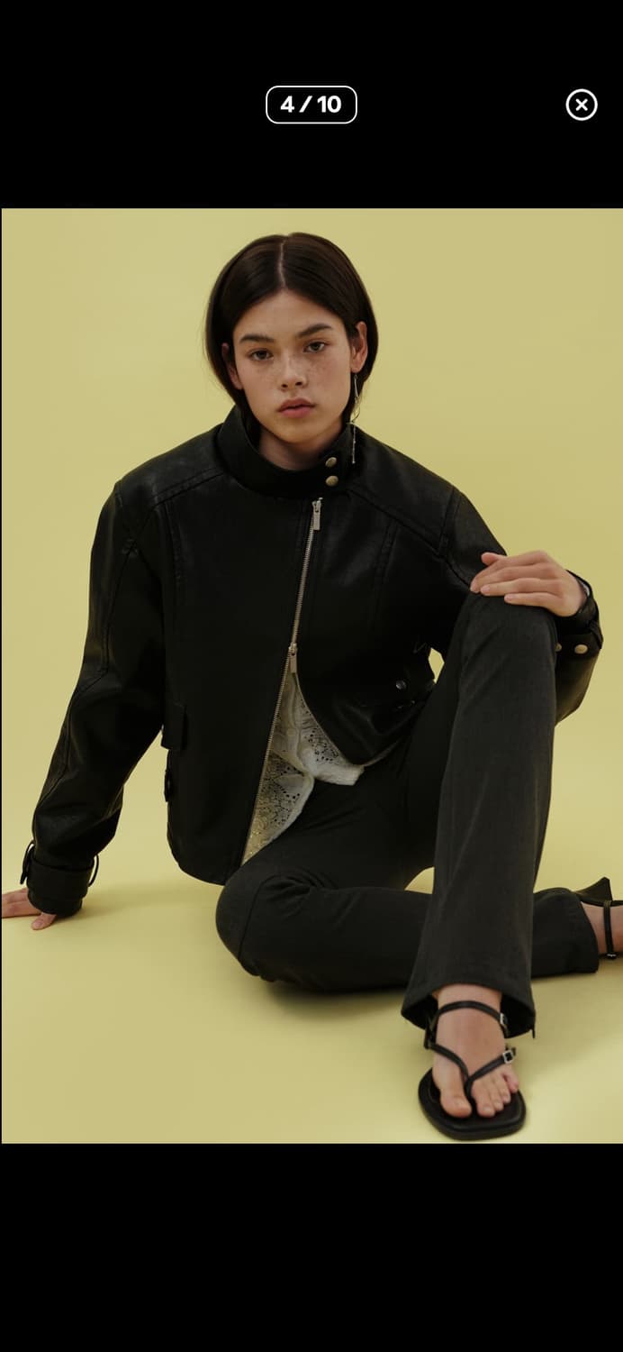 LEATHER ZIPPER JACKET / BLACK 상품이미지4