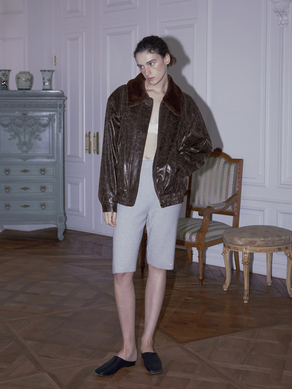 오버듀플레어 크랙 레더 블루종 브라우니 상품이미지2