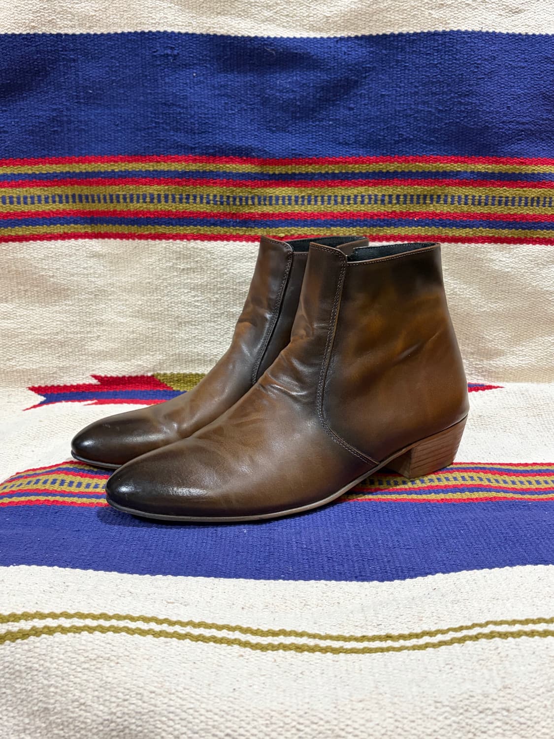 Western side zip brown boots / 웨스턴 가죽 부츠 상품이미지1