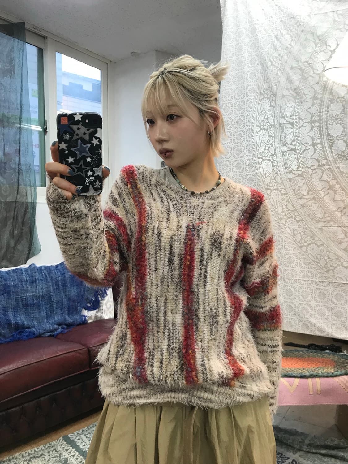 빈티지 디테일 라운드 7부 니트  상품이미지2