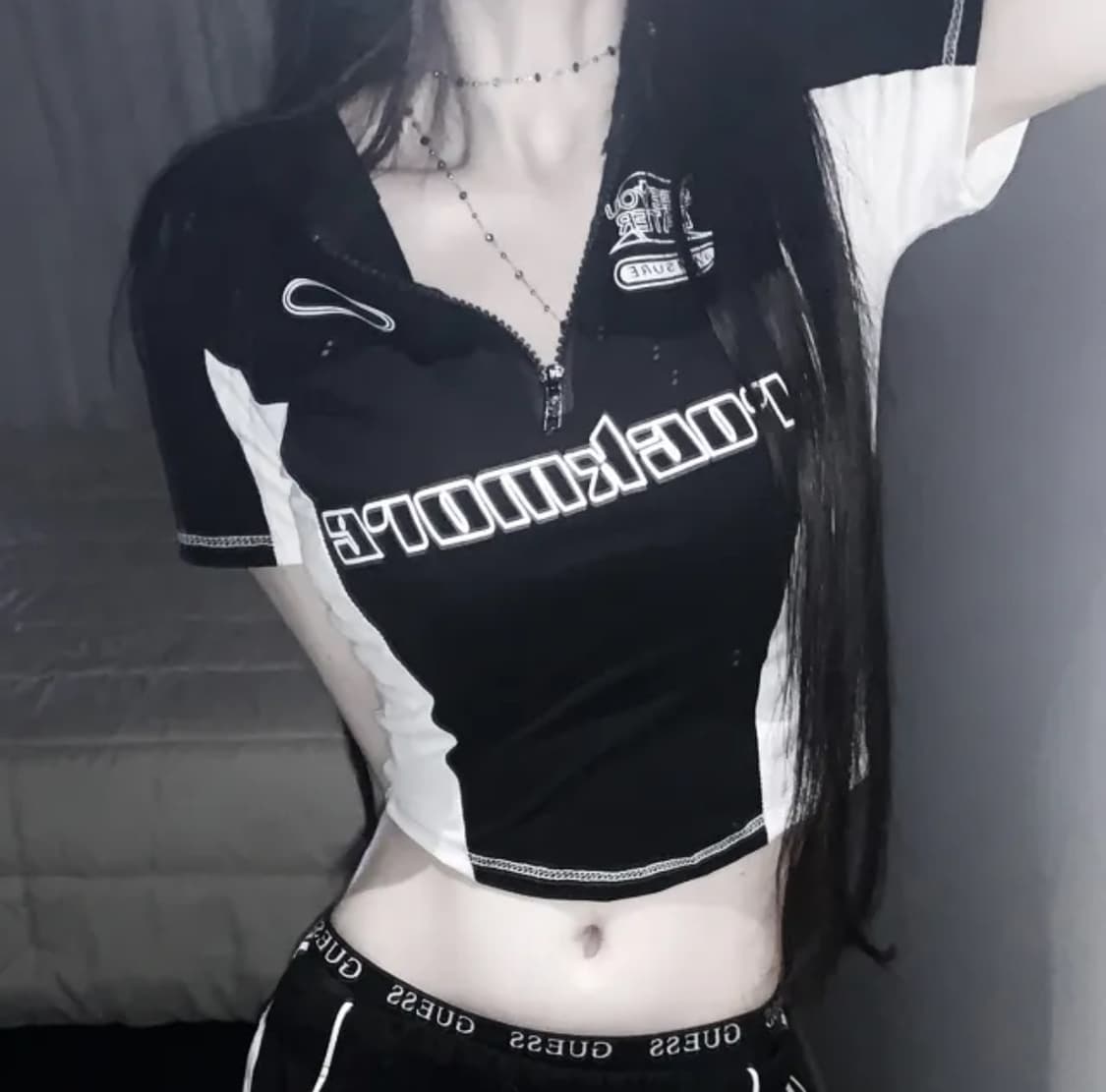 racing semi-crop 카라 반팔티 상품이미지1
