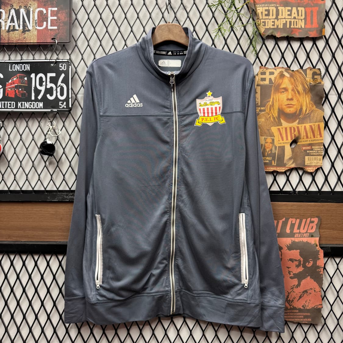 아디다스 유니폼 트랙 자켓 전면 PEI EC 로고 포인트 그레이 상품이미지1