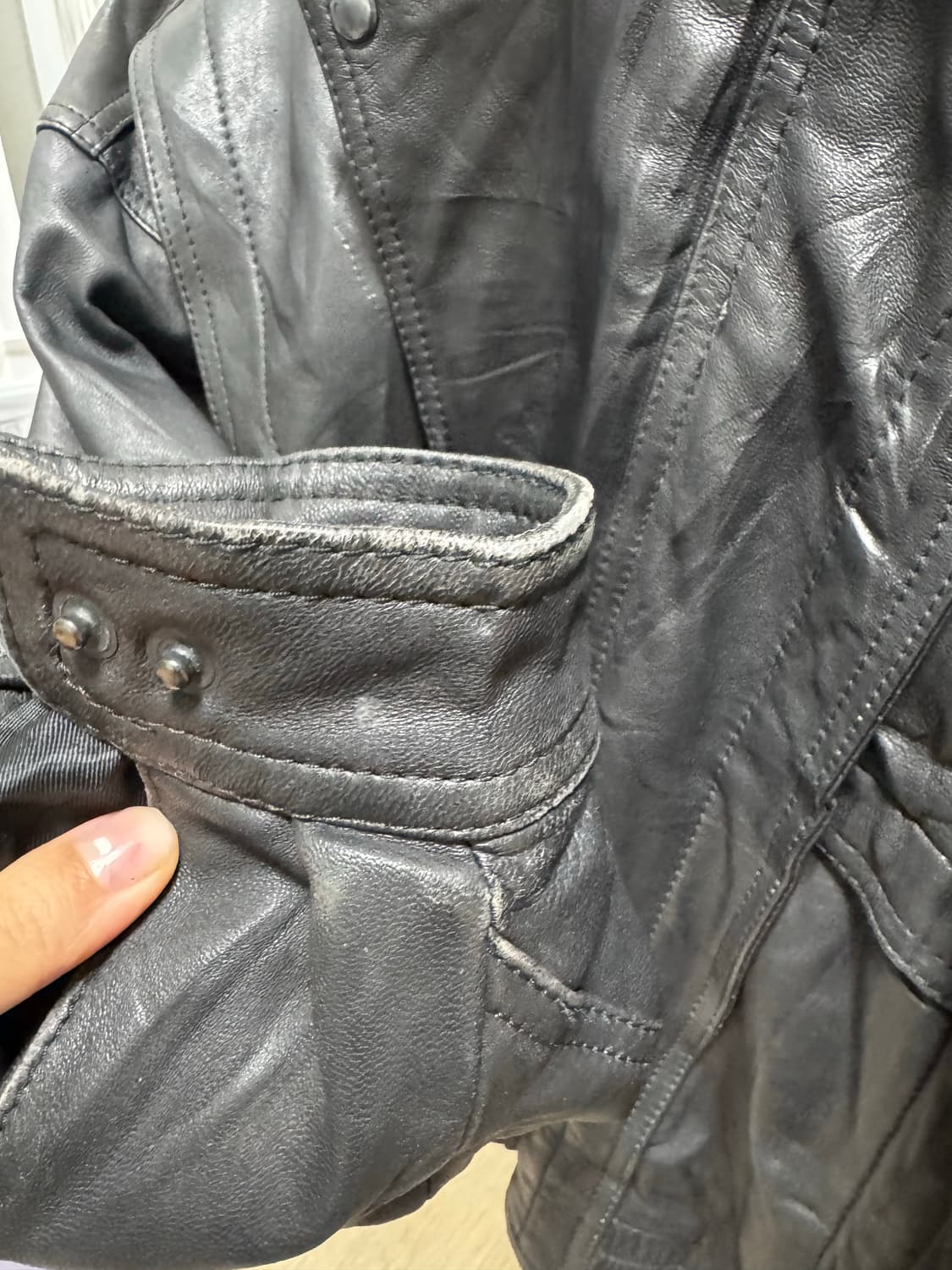 빈티지 레더 봄버 자켓 상품이미지5