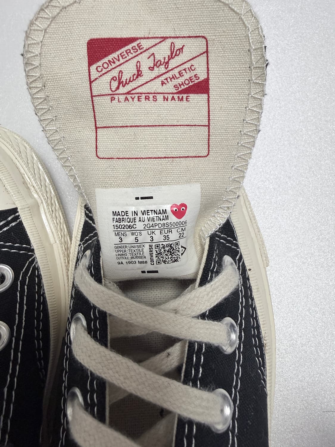 컨버스 x 꼼데가르송 플레이 척테일러 로우 블랙  상품이미지9