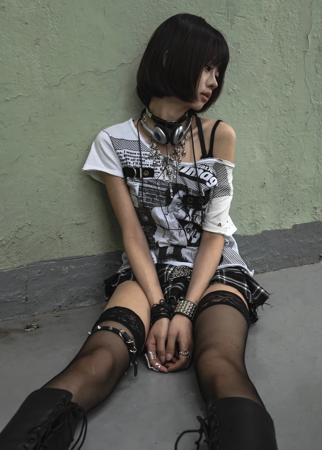 White Punk Printed T-shirt 상품이미지1
