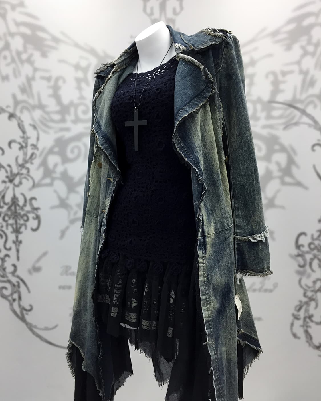 Grunge denim maxi coat 상품이미지3