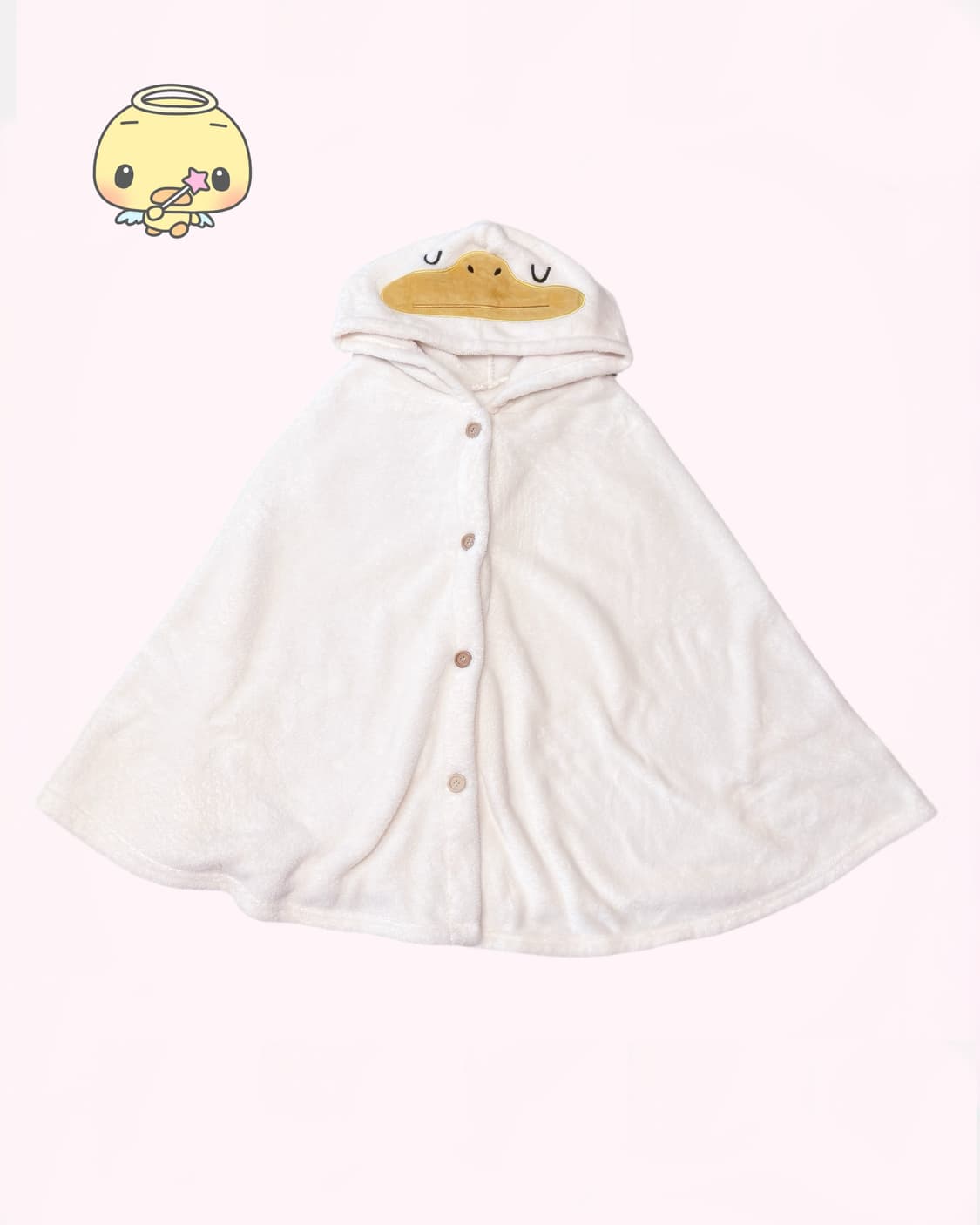 귀여운 일본 오리 아이보리 부들부들 케이프 후드 담요 상품이미지1