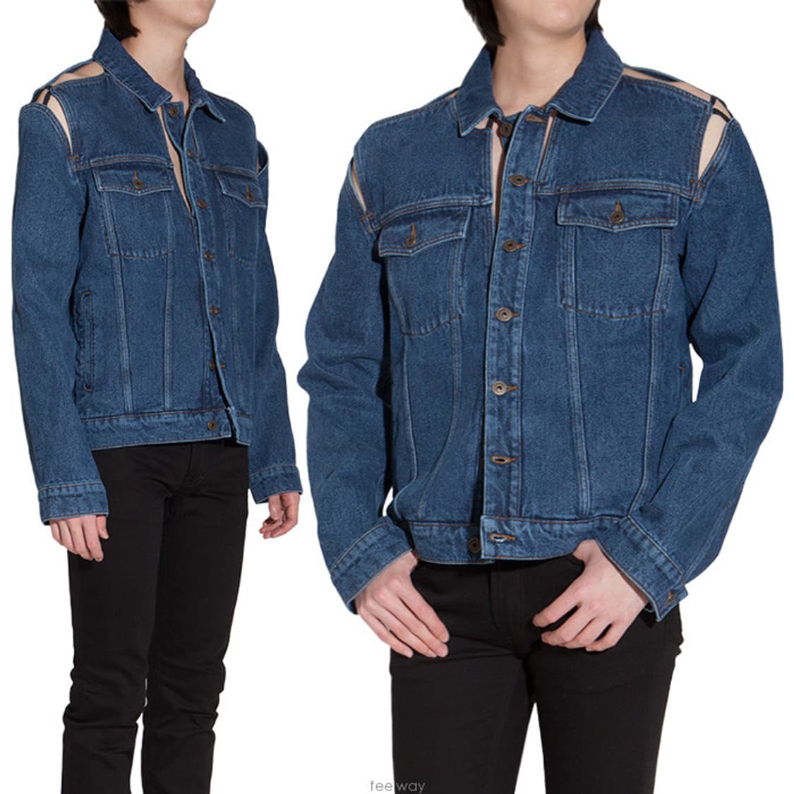 와이프로젝트 컷아웃 데님 자켓 상품이미지1