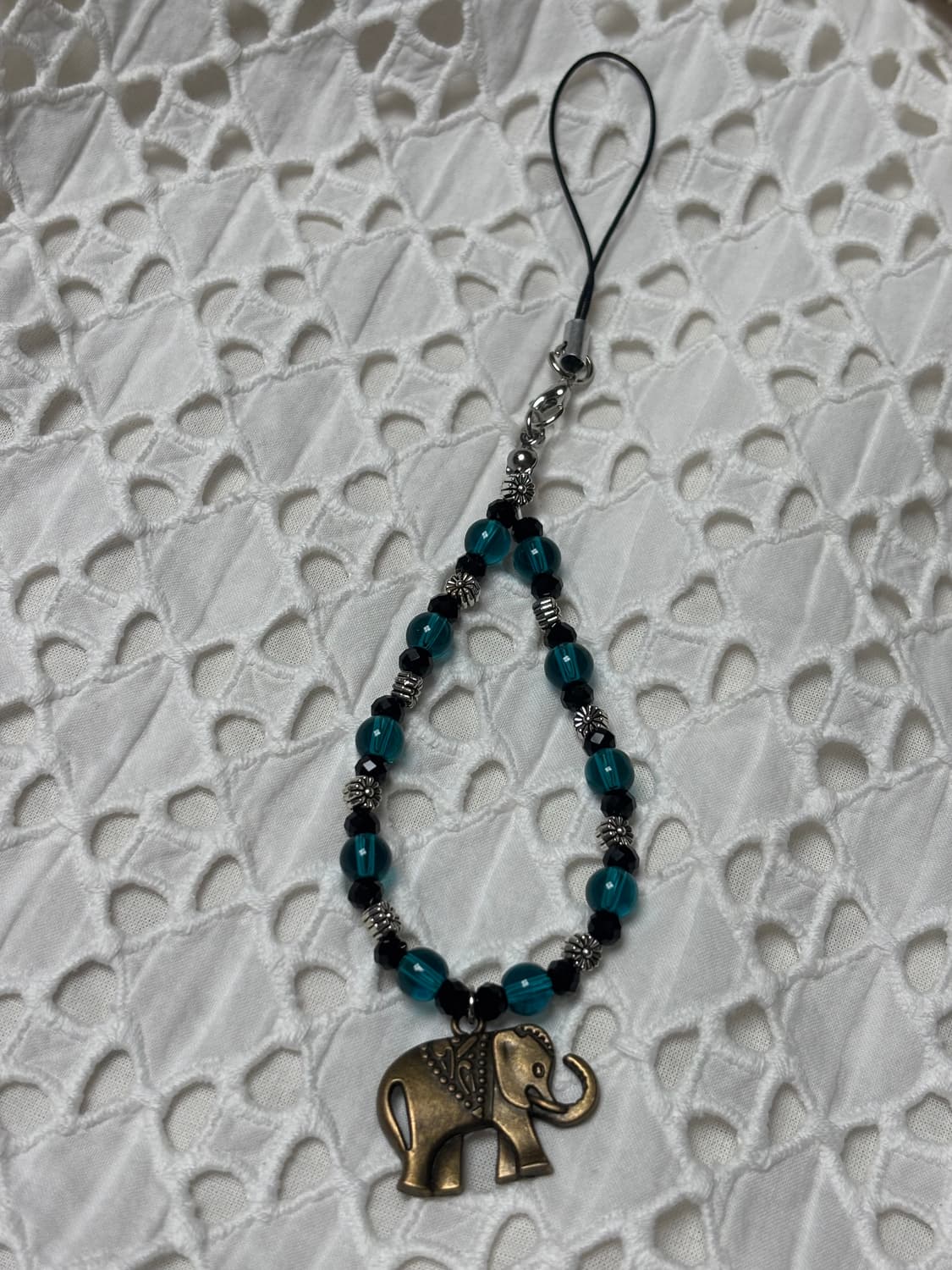 [핸드메이드] 코끼리 핸드폰 줄 키링 (하늘색) 상품이미지1