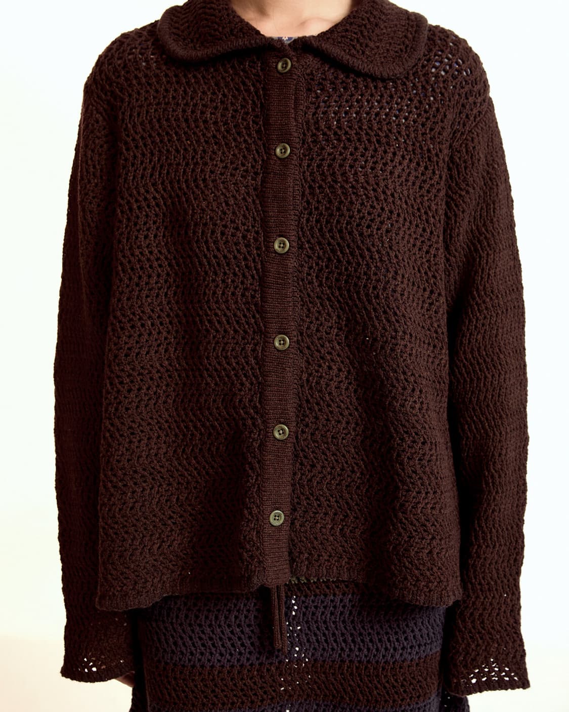 코이세이오 NET KNIT CARDIGAN BROWN 상품이미지2