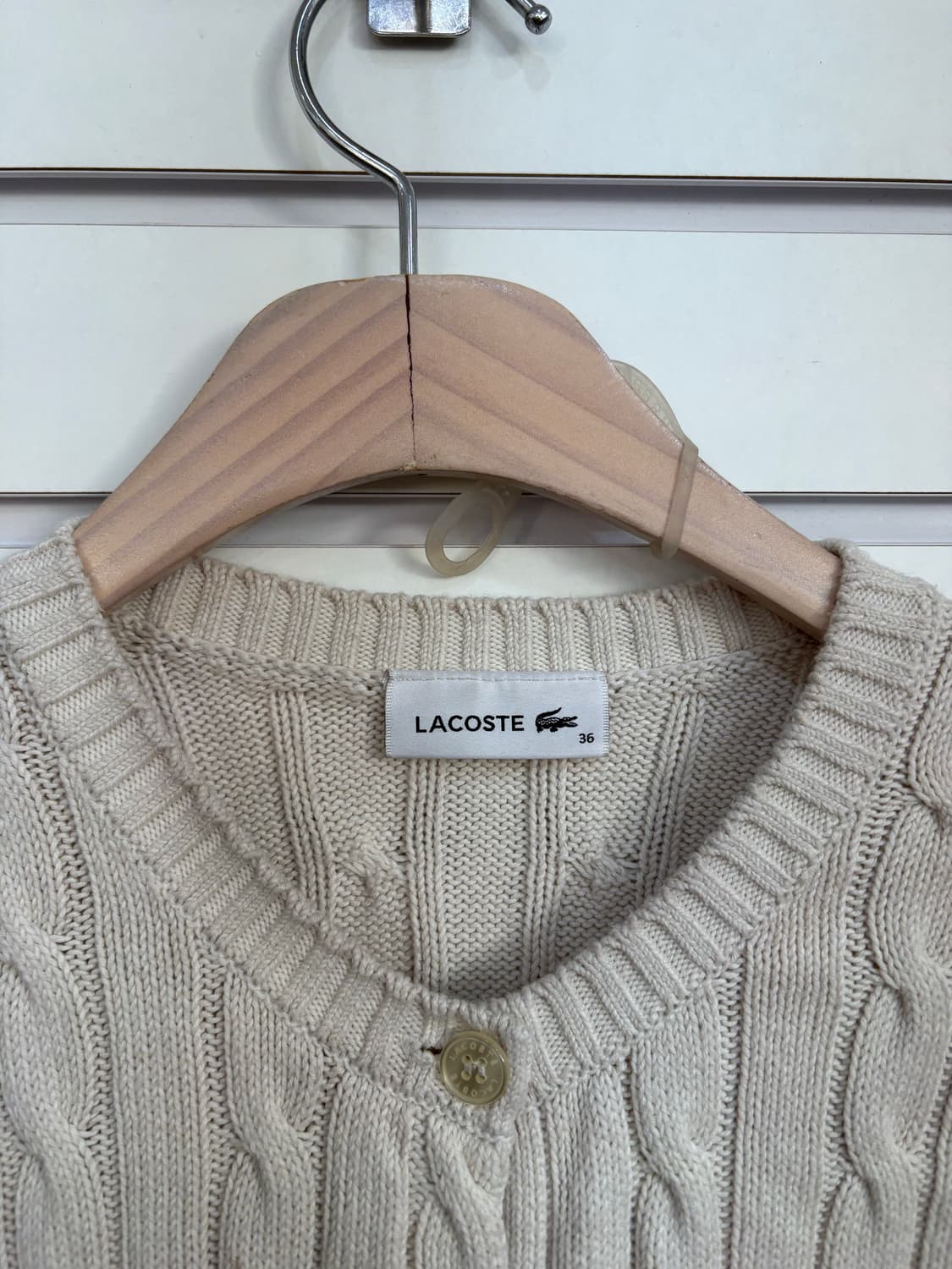 라코스테 케이블 반팔 니트 가디건 아이보리 S 상품이미지6