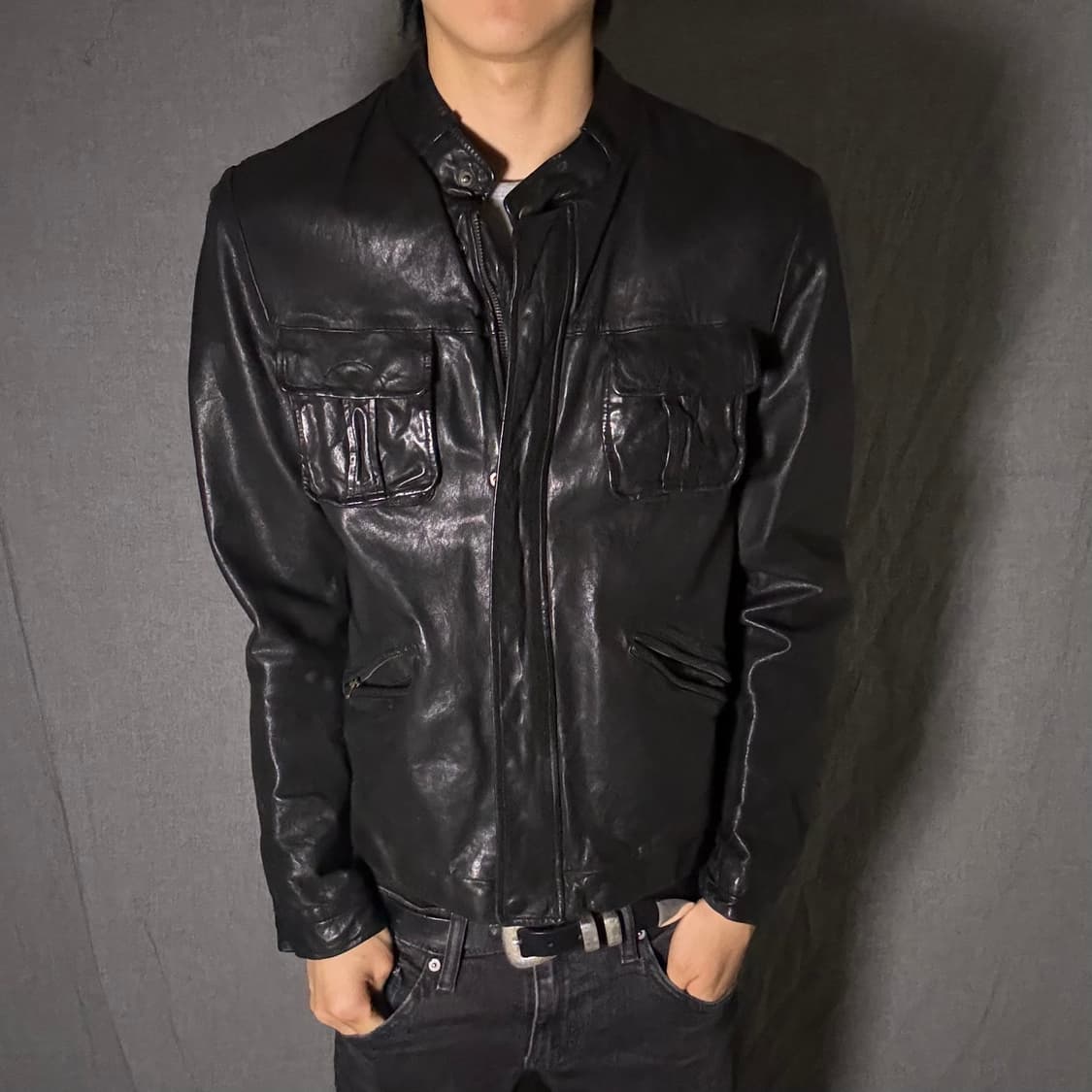 lamb skin pocket leather jacket 상품이미지4