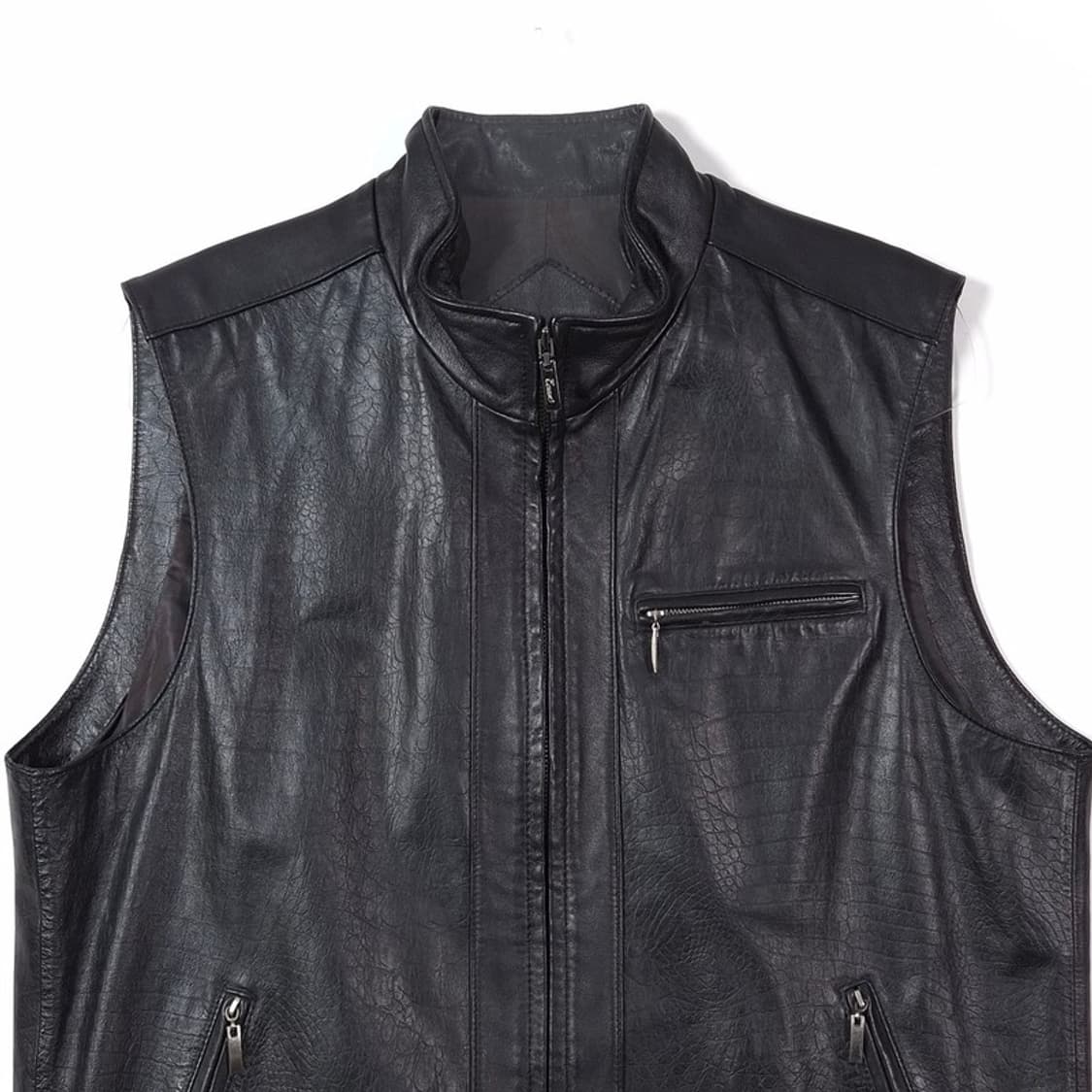 에크라제 리얼 램스킨 피그스킨 레더 지퍼 베스트 L 상품이미지2