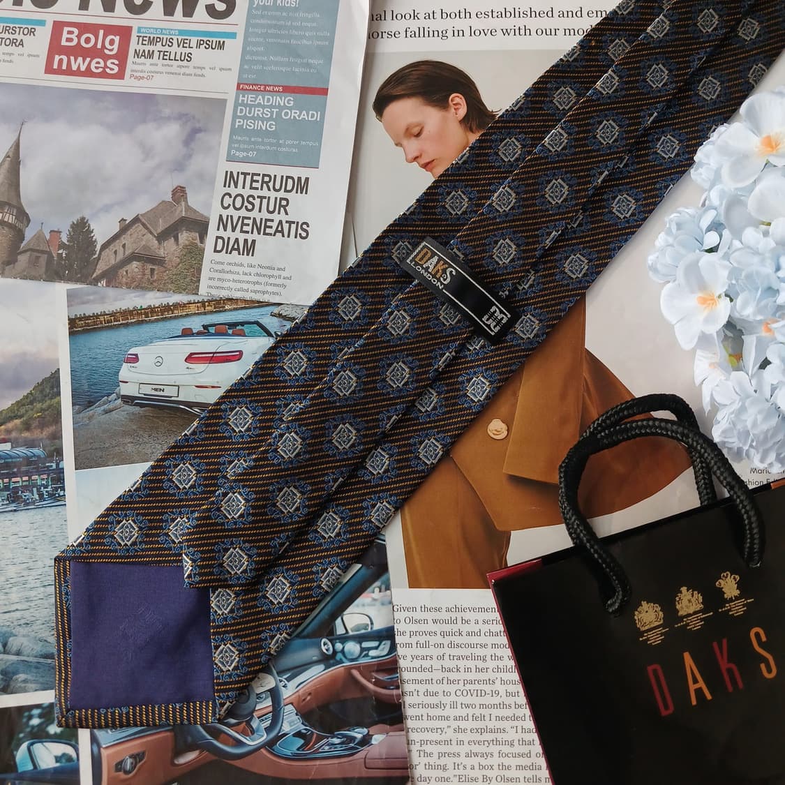 닥스 실크 네이비 패턴 넥타이 10.1cm A+등급 A19736
 상품이미지6