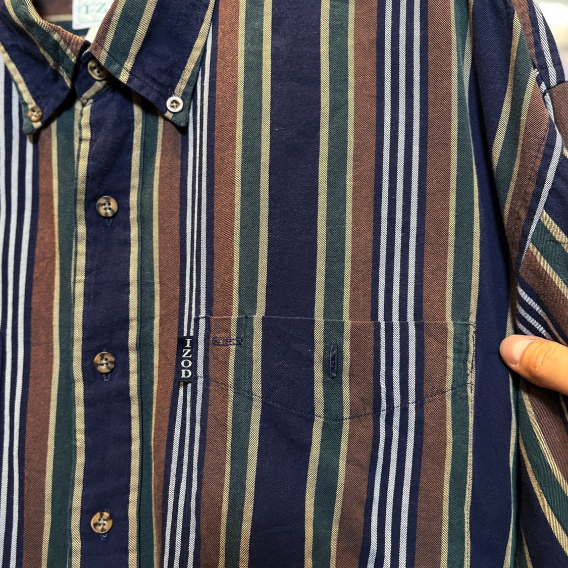 IZOD 아이조드 코튼 워시드 멀티라인 스트라이프 셔츠 3라인 디테일 상품이미지6