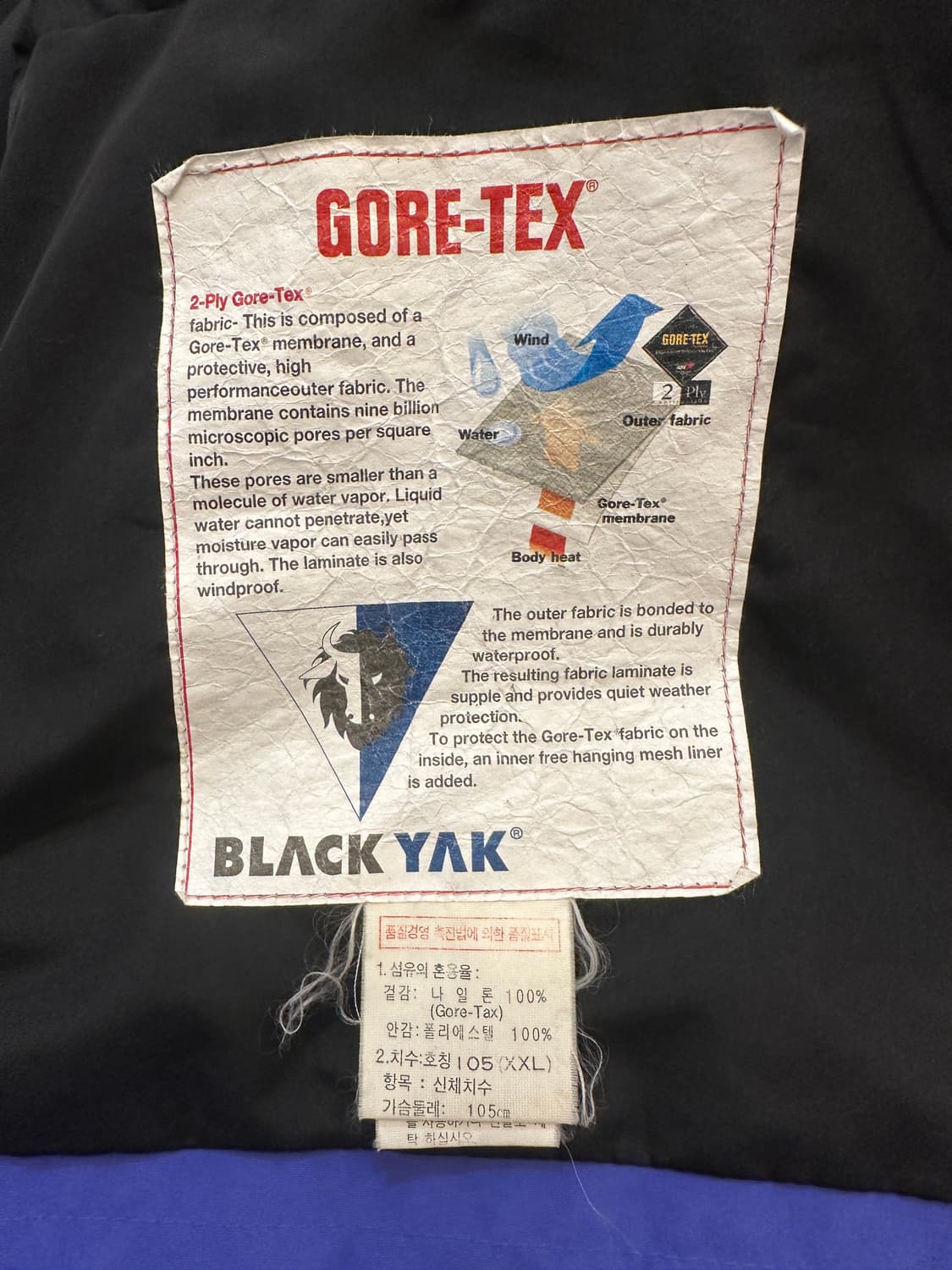 105) 블랙야크 고어텍스 바람막이 등산복 청보라 상품이미지5