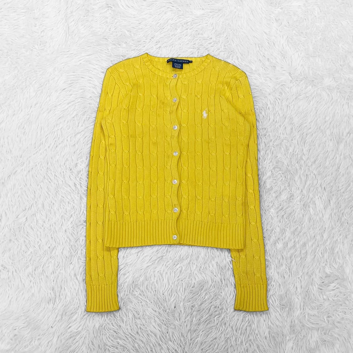 폴로 랄프로렌 포니 로고 케이블 라운드 가디건 니트 옐로우 상품이미지2