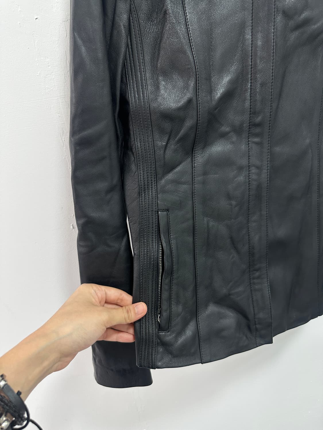 Vintage side detail lamb leather jacket 상품이미지6