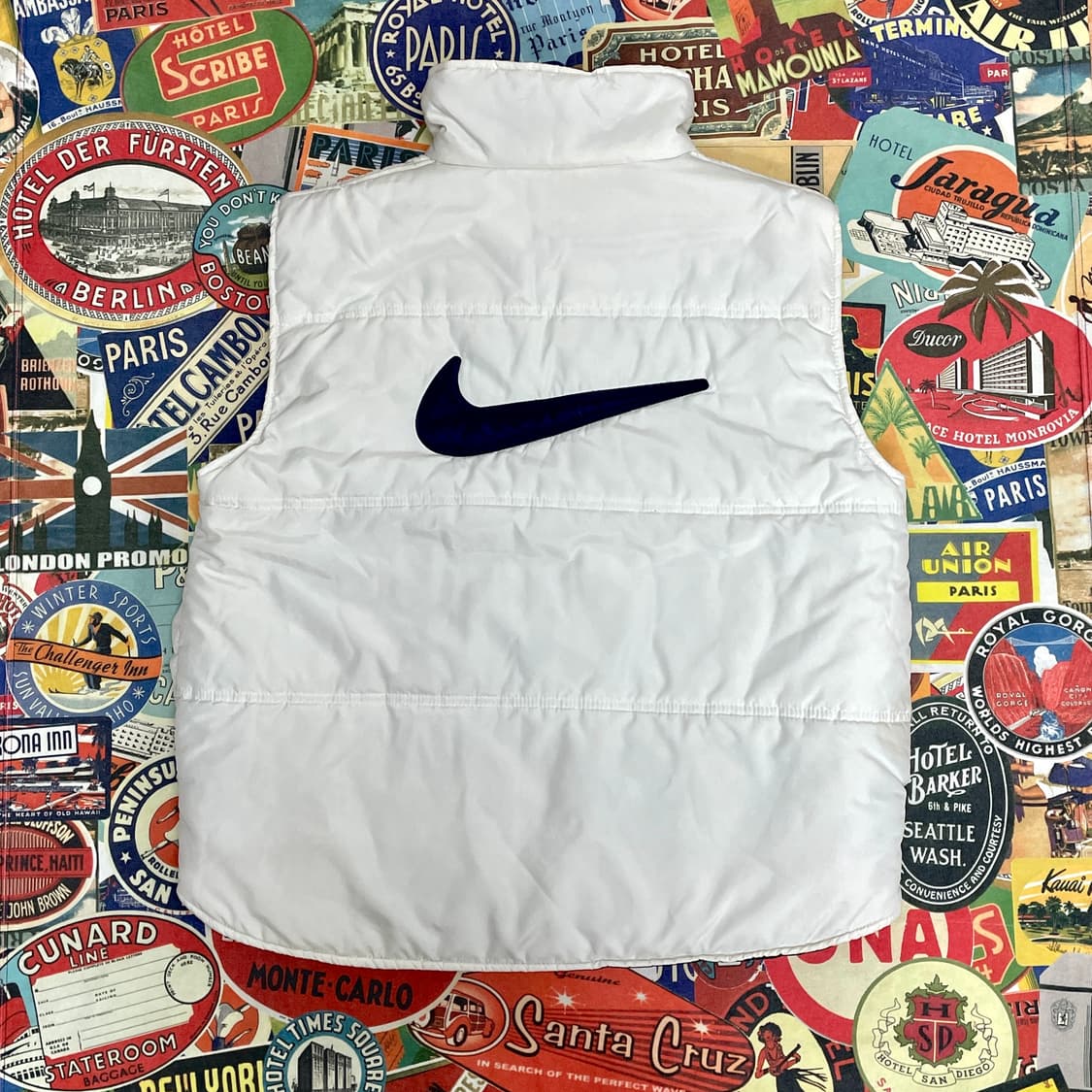 90s 나이키 대대장 화이트 빅로고 자수 패딩조끼 올드스쿨 베스트 L 상품이미지1