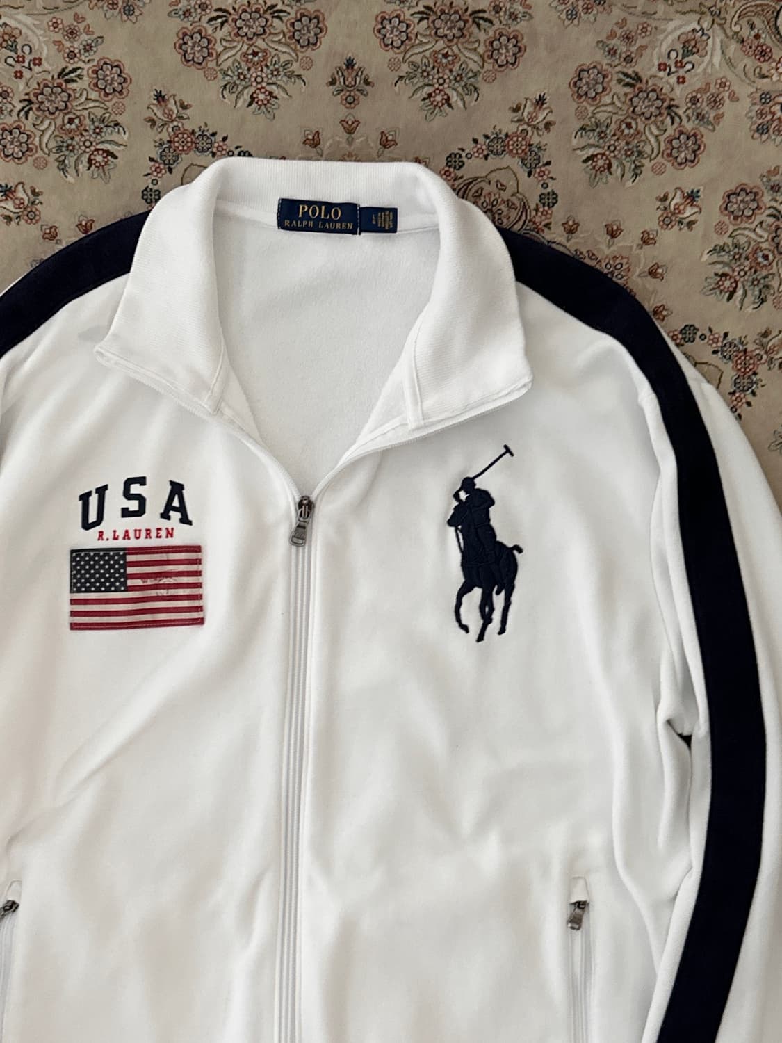 폴로 랄프로렌 화이트 USA 성조기 빅포니 집업 상품이미지5