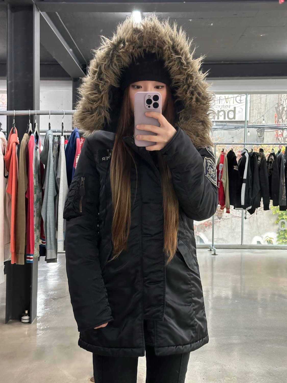 히스테릭글래머 퍽베어 N3b 하이넥 퍼 롱점퍼 상품이미지1