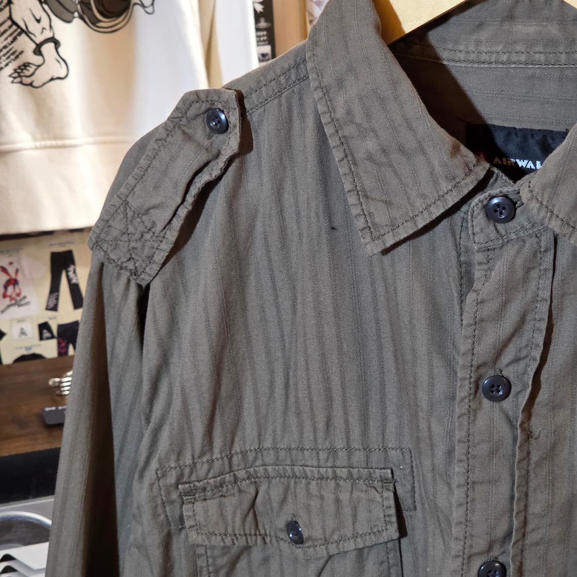 JPN 에어워크 스트라이프 밀리터리 셔츠 상품이미지3