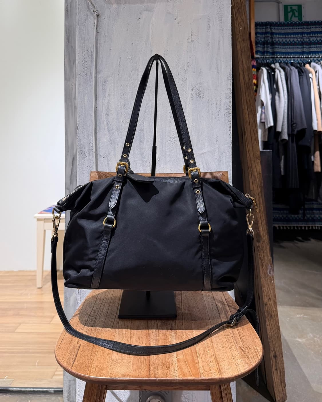 프라다 블랙 포코노 나일론 사피아노 쇼퍼백 상품이미지4