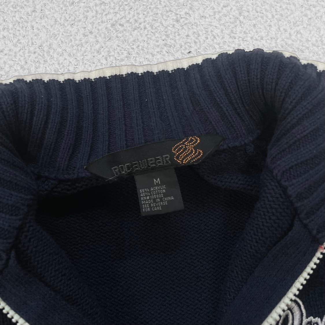 로카웨어 올드스쿨 크롭 니트 집업 네이비 상품이미지4